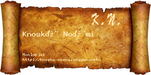 Knoskó Noémi névjegykártya
